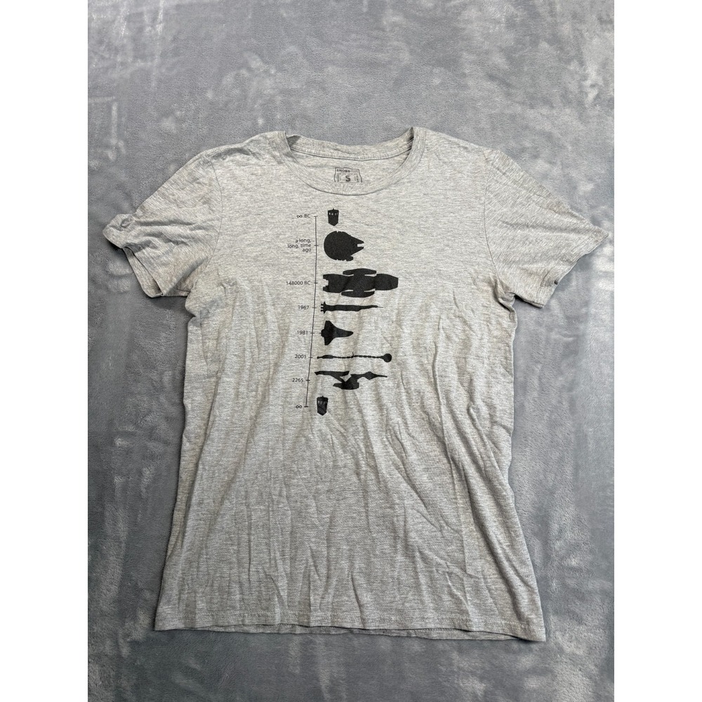 SnorgTees Mens Small Gray Heather Sci-Fi Timeline Graphic T-Shirt Short Sleeve